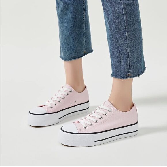 Platform Canvas Low Top Sneakers - Picture 1 of 5
